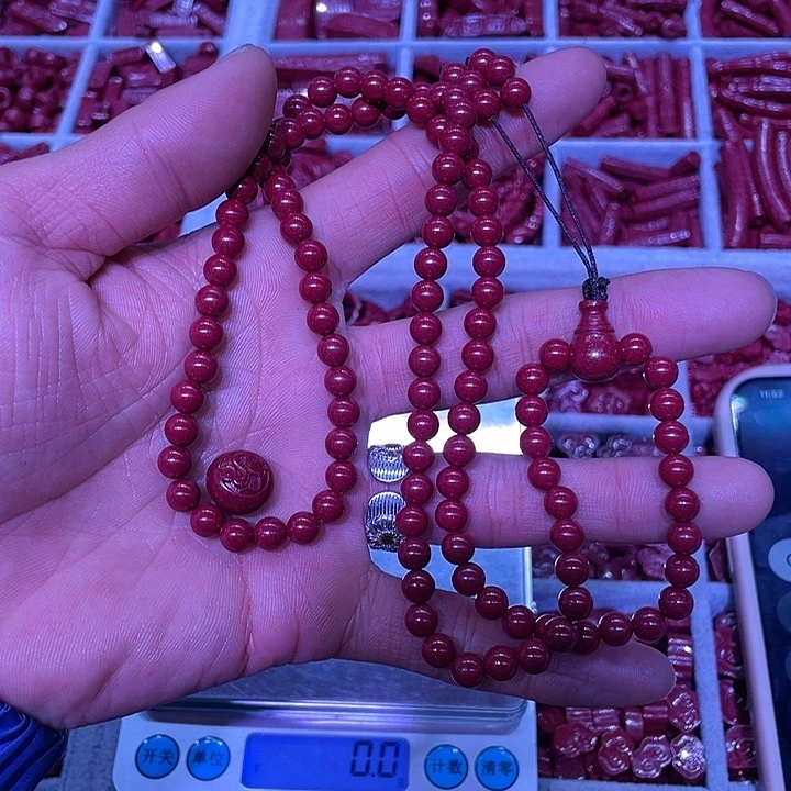 天然辰砂紫金砂108颗6毫米顶珠蛇豆子