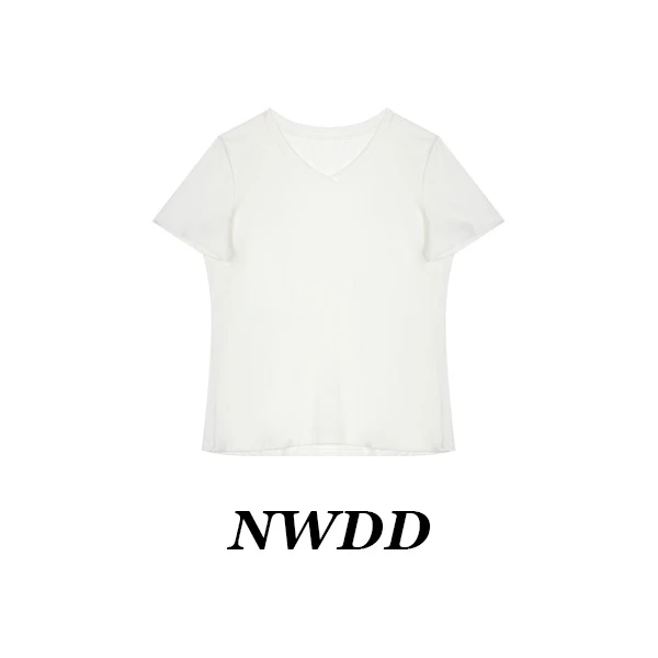 【NWDD】高考毕业季白色轻奢时尚春夏不规则纯色设计师T恤9221