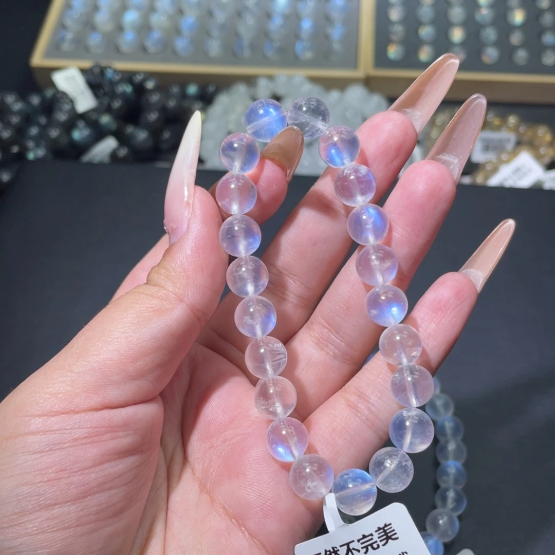 Y***_长石手链未镶嵌蓝月光手链9.5mm