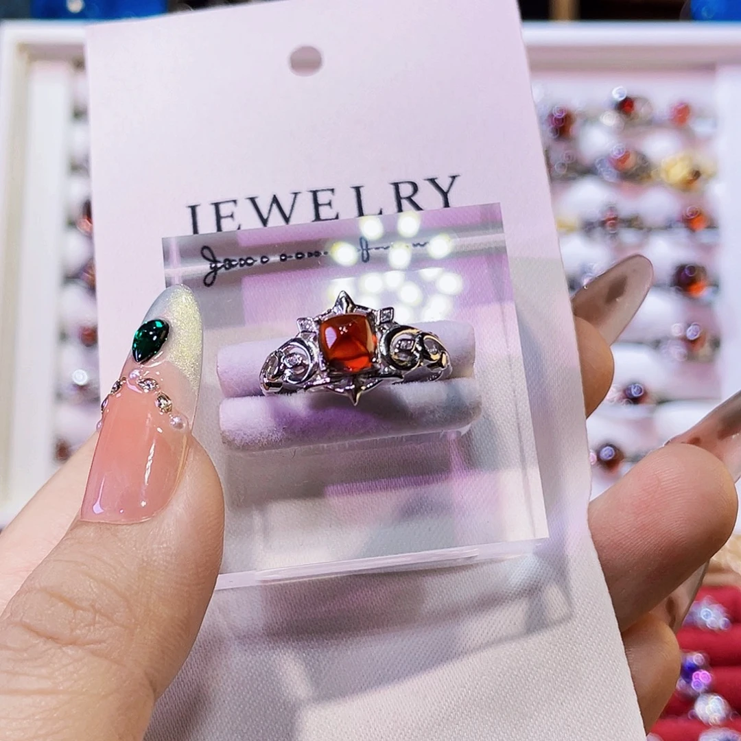 925银红色糖塔藤蔓戒指