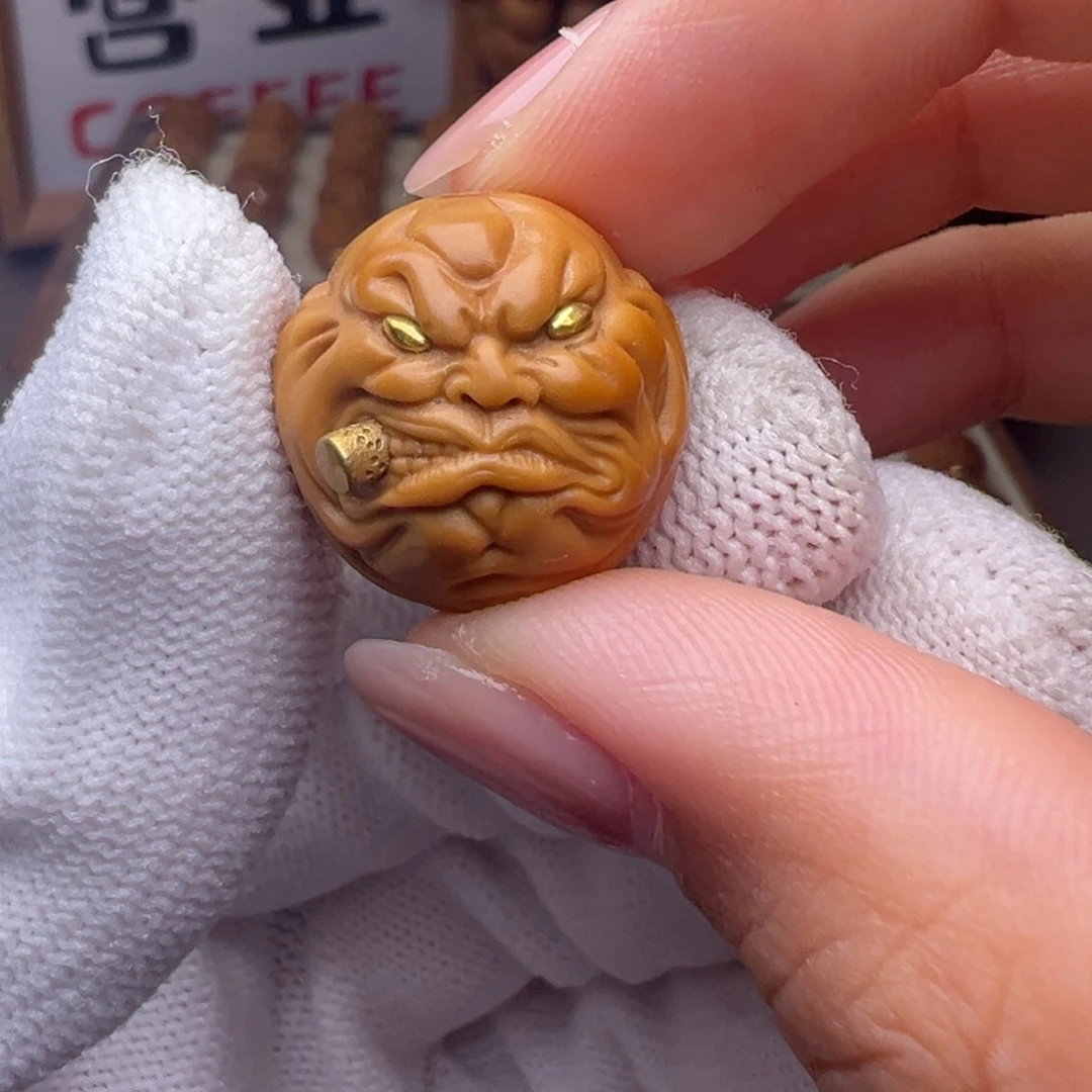 把件猴头核桃镶嵌款烟鬼全品有正常封口线