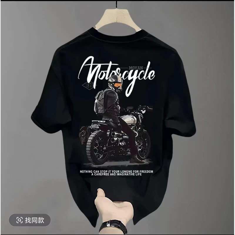 [L2]圆领短袖-民族风男士男款白色夏委半袖宽松印花修身经典