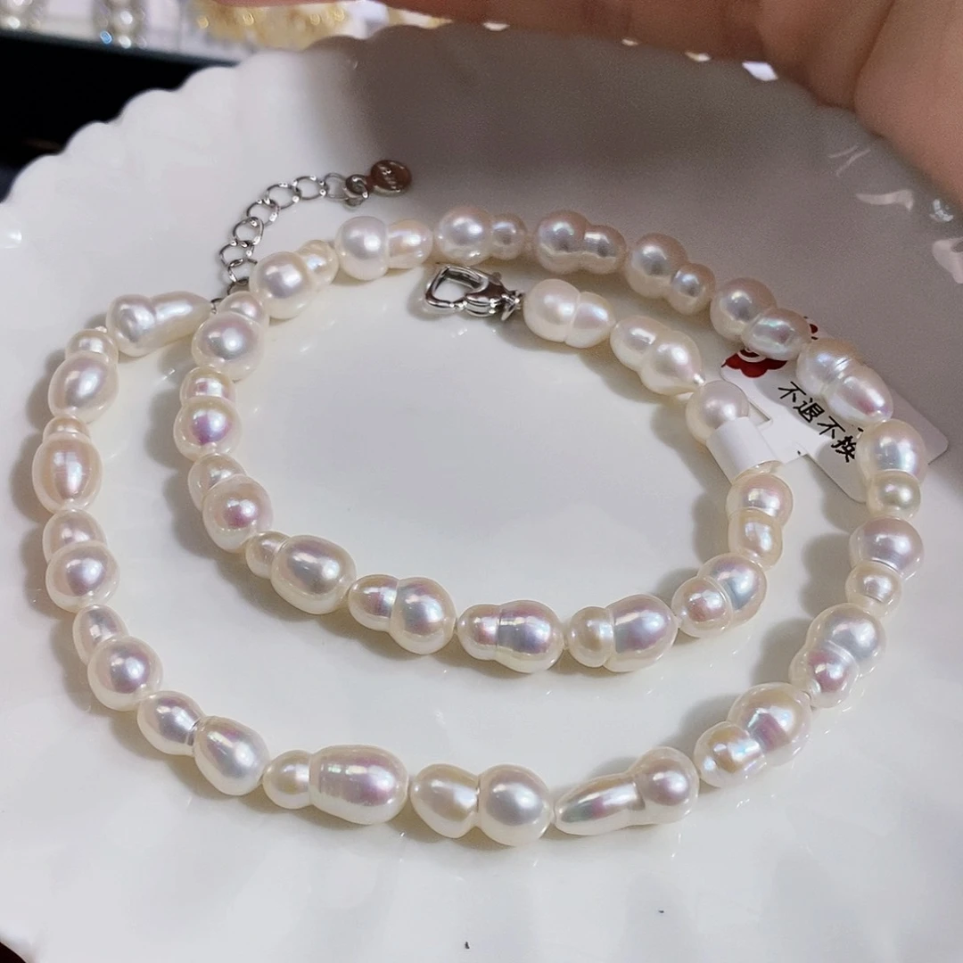 未镶嵌淡水珍珠特价极光无核葫芦项链7-8m m