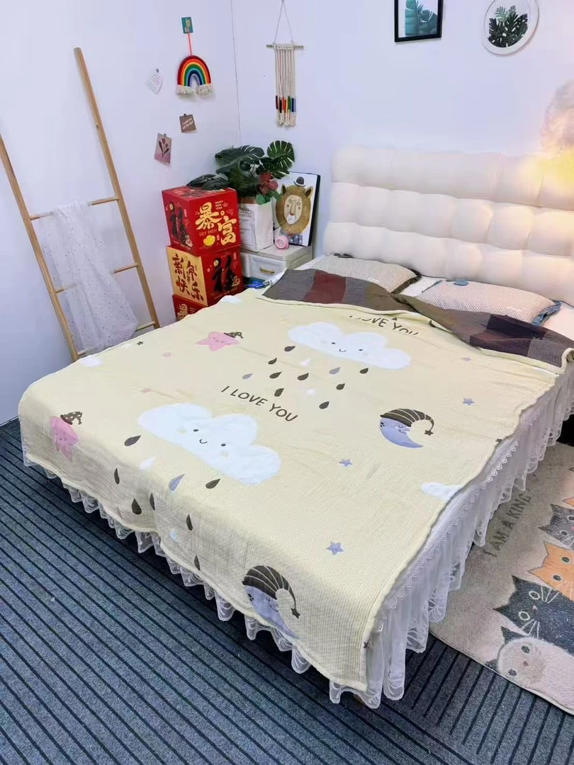【雨水花童】150*200纯棉泡芙被双面亲肤防滑加厚加