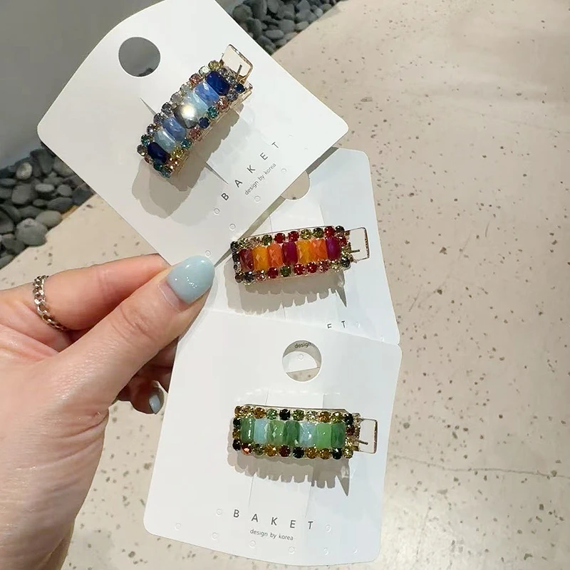 17MART韩国东大门baket欧若风彩色钻发夹刘海夹子鸭嘴头发时尚