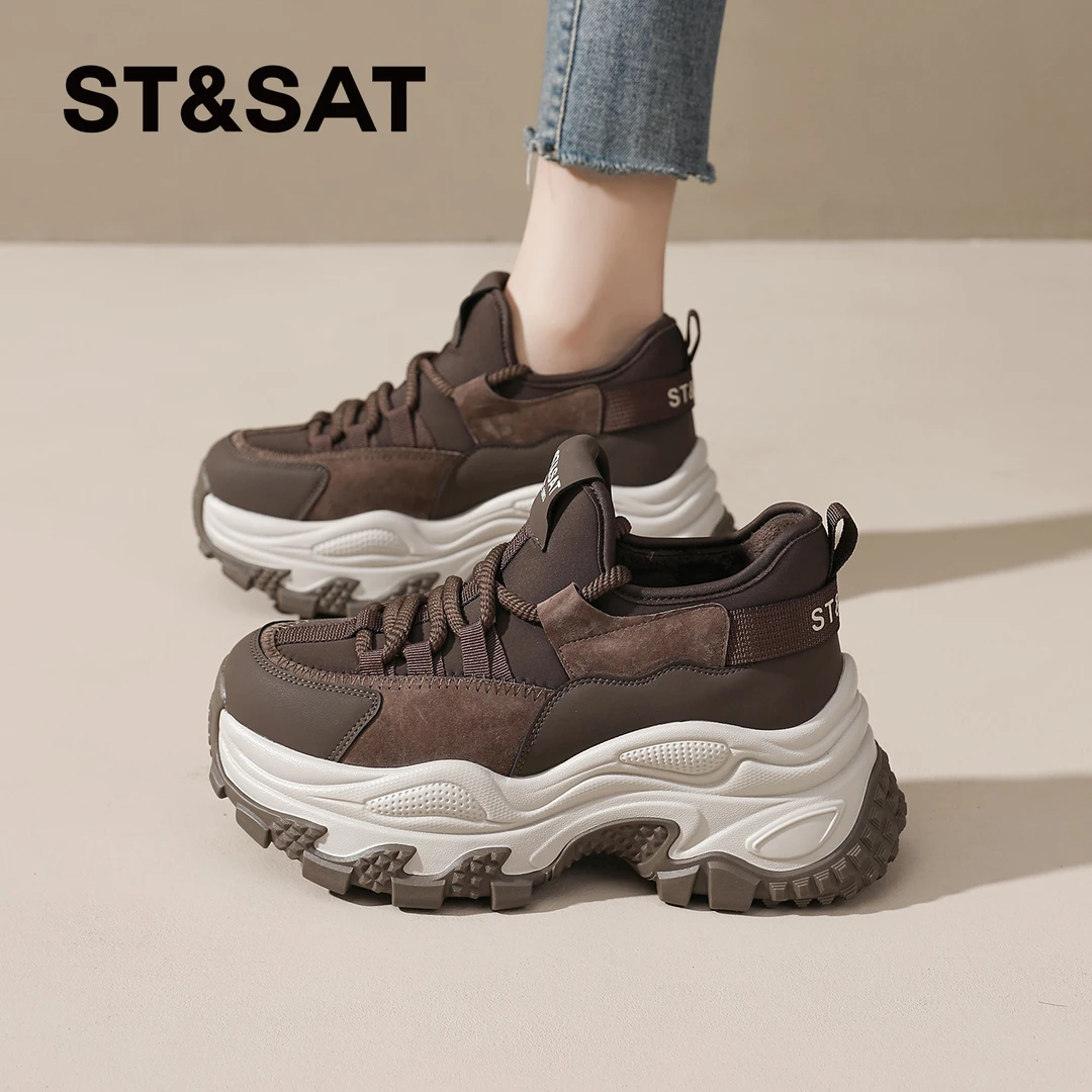 星期六老爹鞋女款2025新款秋冬季加绒棉鞋增高厚底女鞋户外登山鞋
