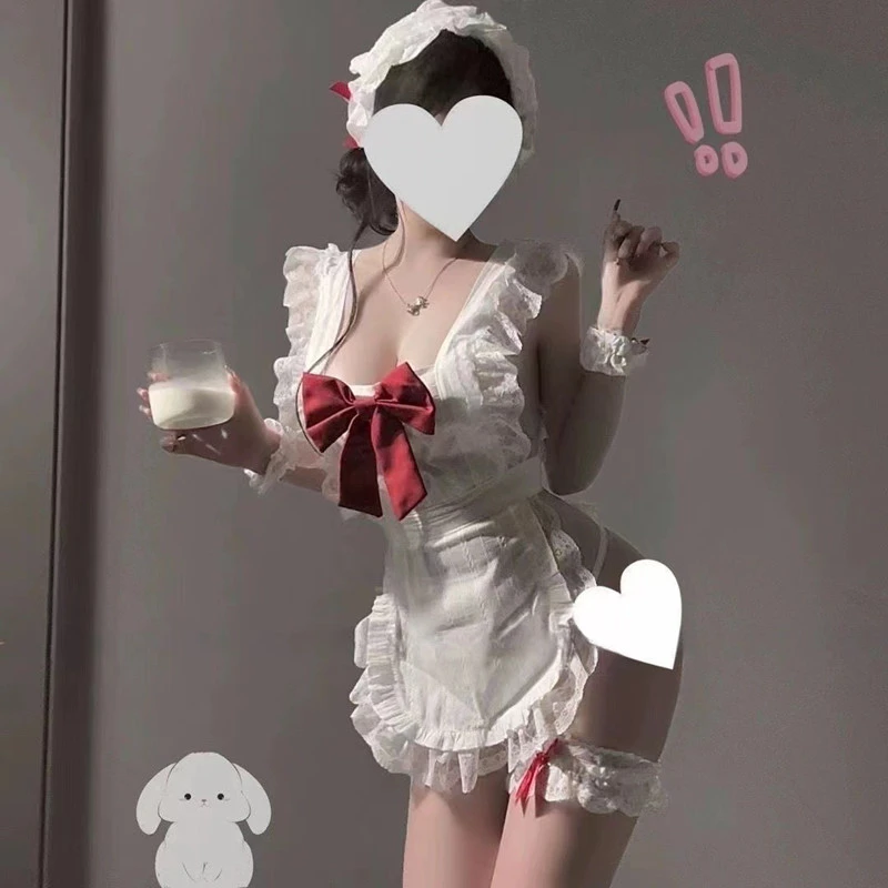 【云纱闺语】“温驯生魅”薄款夏季性感女仆围裙露背少女日系睡衣套装