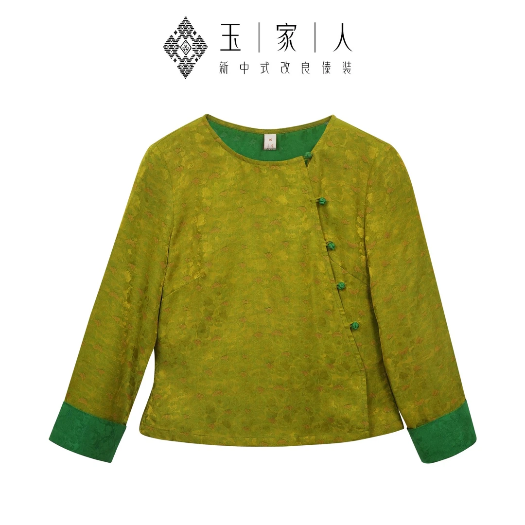 玉家人《勐妩》桑蚕丝新中式傣装款傣族服装改良服饰民族风绿色套装