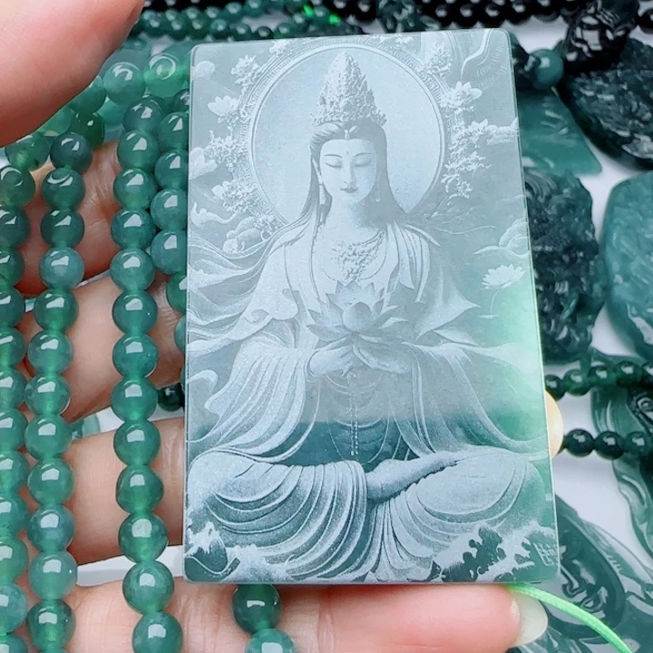 海***猫翡翠未镶嵌颈饰多样性发货天然A货翡翠