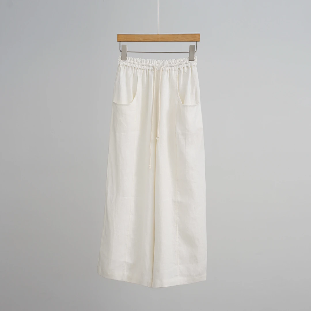 外贸品牌早秋100%亚麻松紧腰女士休闲裤（251314）3330