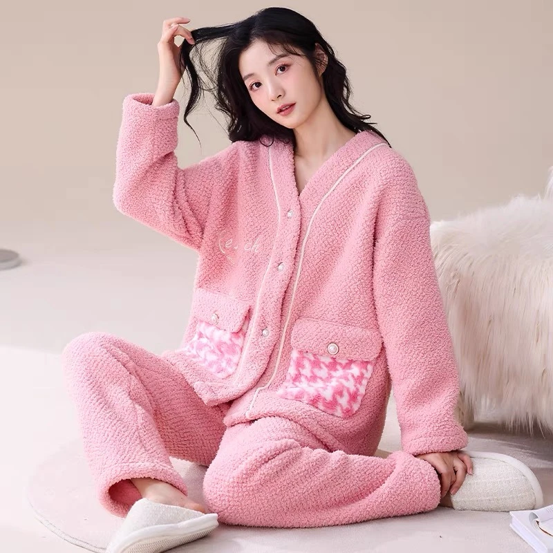 52-日系GP睡衣女冬季加厚加绒家居服套装