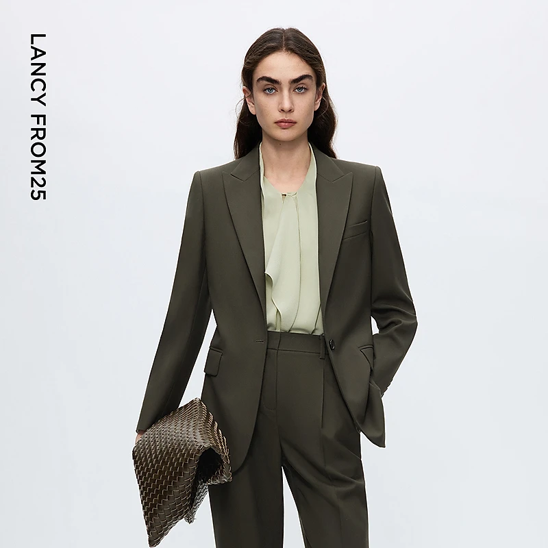 达人朗姿通勤风戗驳领西装外套女质感高级老钱风西服女2025年冬季