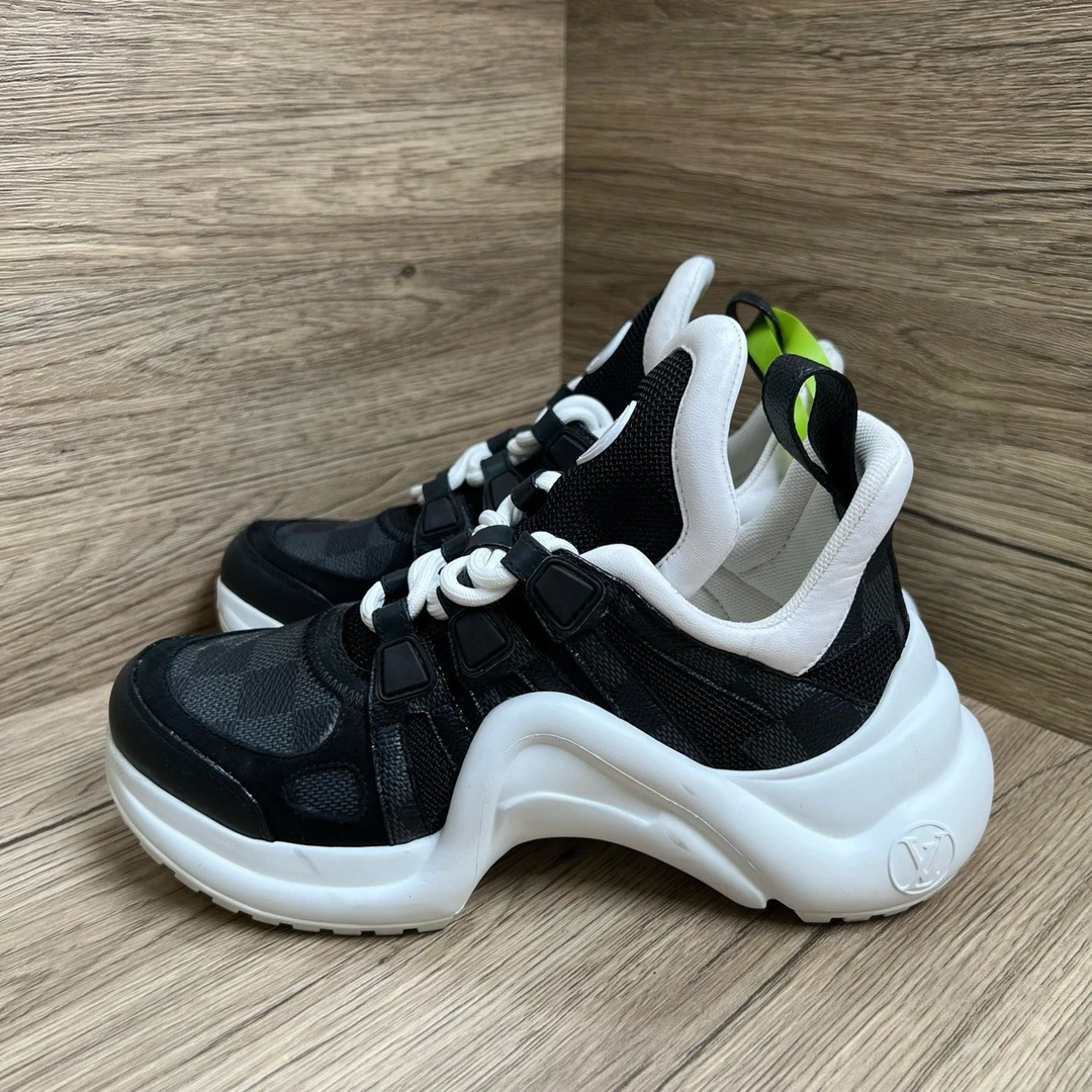 99新 LouisVuitton/路易威登 Archlight 黑白棋盘格拱桥鞋 34码