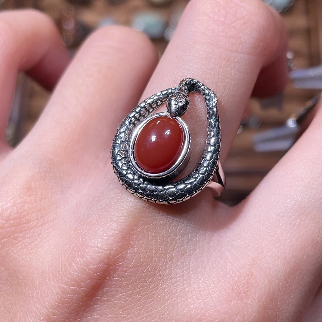 *****南红玛瑙银S925镶嵌戒指