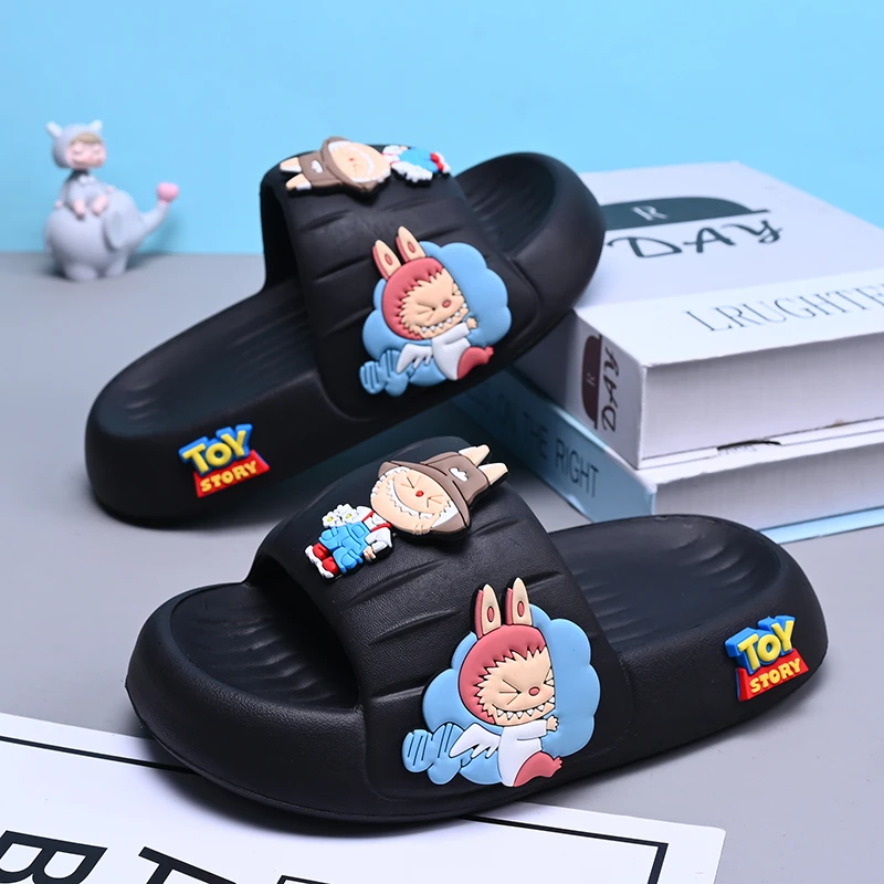 拉布布夏季外穿厚底防滑凉男童拖鞋凉拖鞋卡通女童网红亲子一字拖