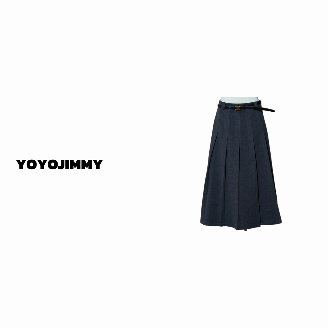 YOYO Q861赫本百褶裙女厚款纯色休闲裙子女