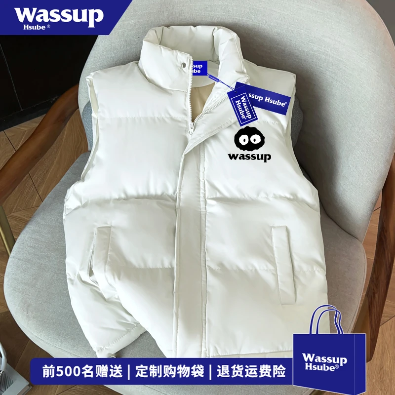 WASSUP HSUBE秋冬季男女同款百搭坎肩欧美式创意卡通立领马甲外套