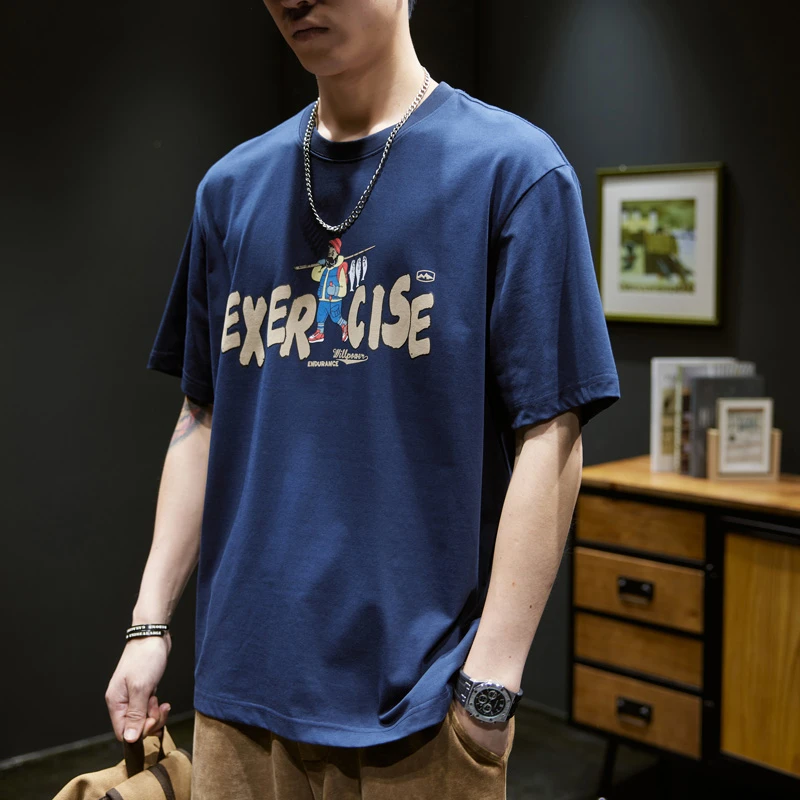 MR.MUDI/穆迪先生美式新款短袖t恤男士夏季圆领半袖宽松卡通印花