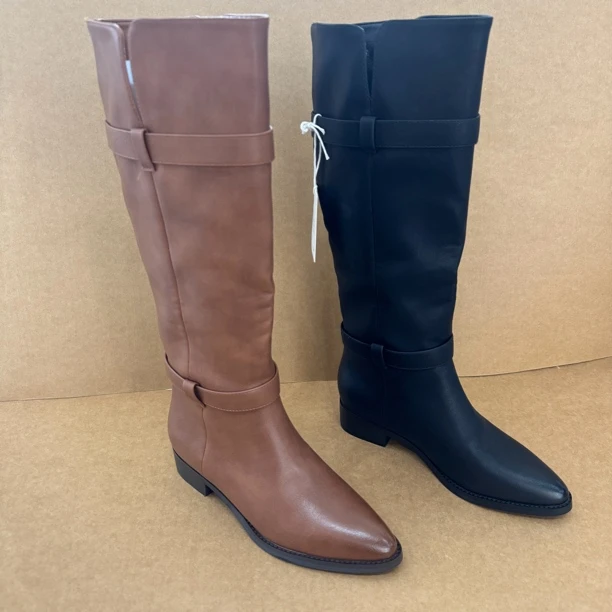 【觅而】四季款尖头平底一脚蹬骑士靴95-3139