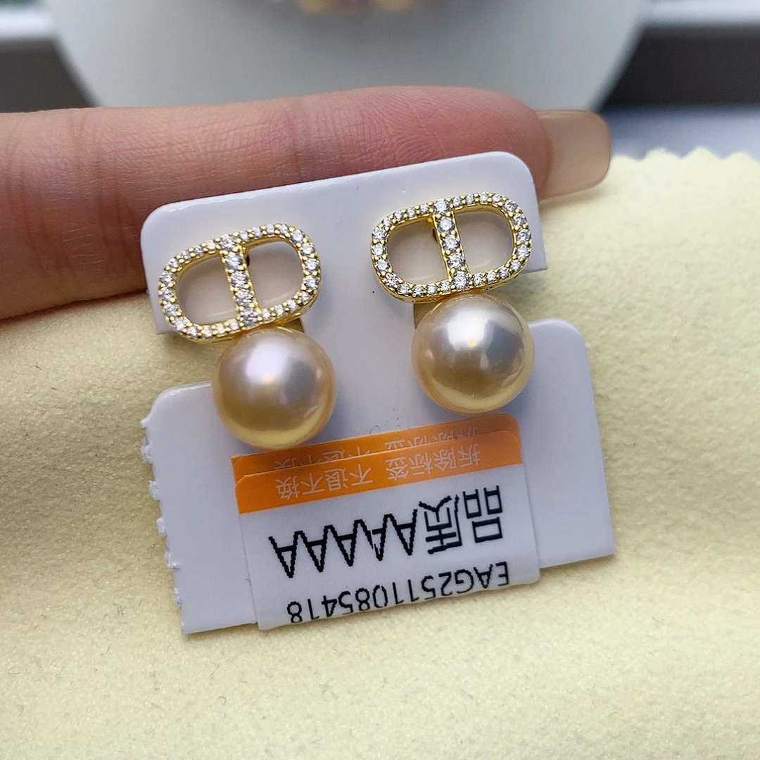 耳饰淡水珍珠银S925镶嵌w4