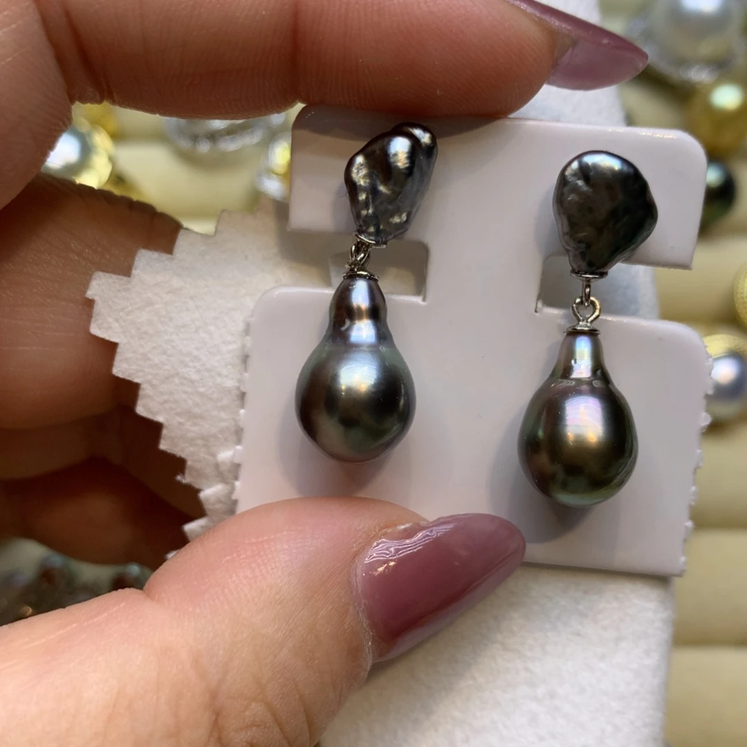 银S925镶嵌耳饰海水珍珠