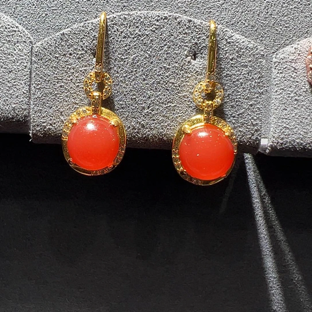 南红玛瑙耳饰未镶嵌耳坠一对