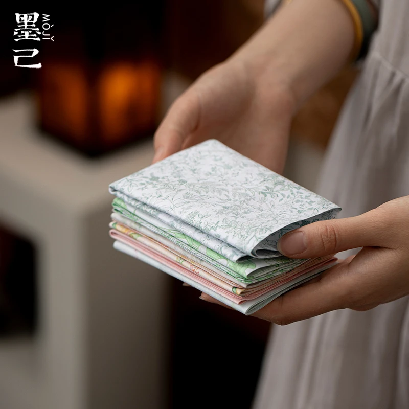 墨己棉麻茶巾茶布抹布茶道配件中式家用桌布方形碎花茶巾