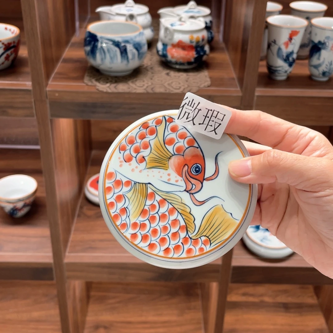 釉下手绘茶具微瑕