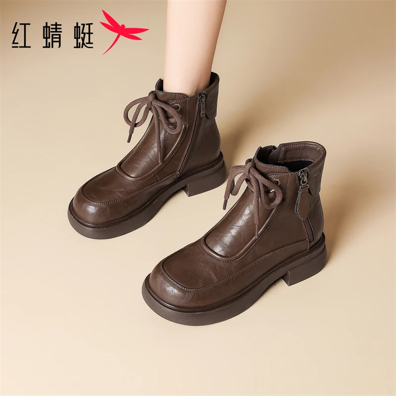 红蜻蜓baby同款秋冬马丁靴鞋女款2025今年流行靴子厚底长筒靴女鞋