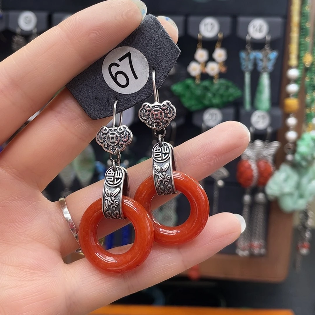 翡翠耳饰银S925镶嵌尚****制046ghhhhh