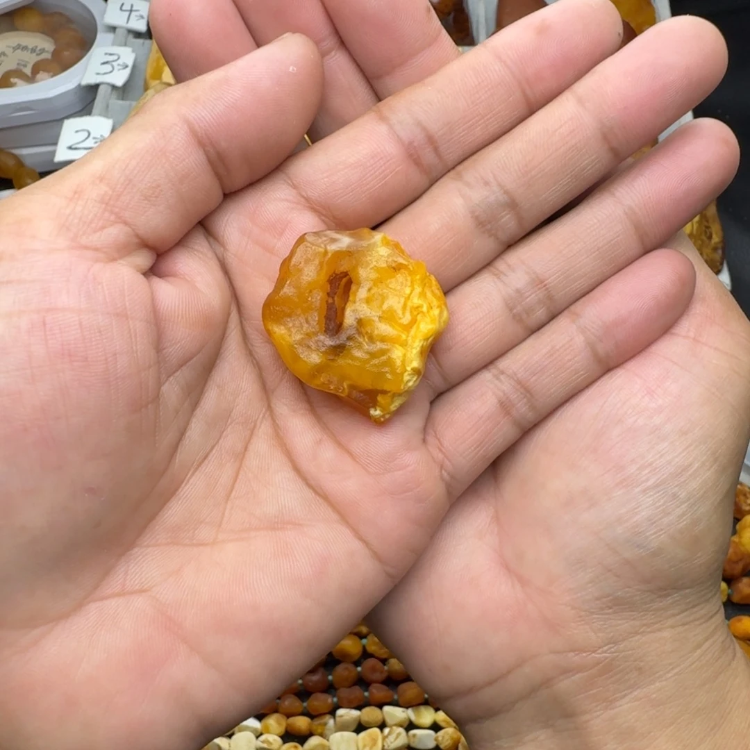 裸石琥珀未镶嵌天然蜜蜡天然孔吊坠
