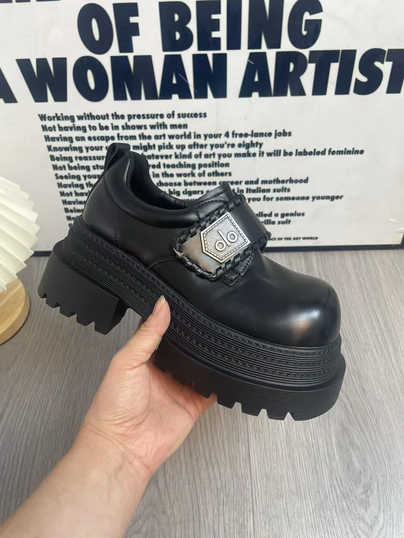 厚底乐福鞋女2025四季百搭松糕新款复古百搭小单鞋小个子增高短靴