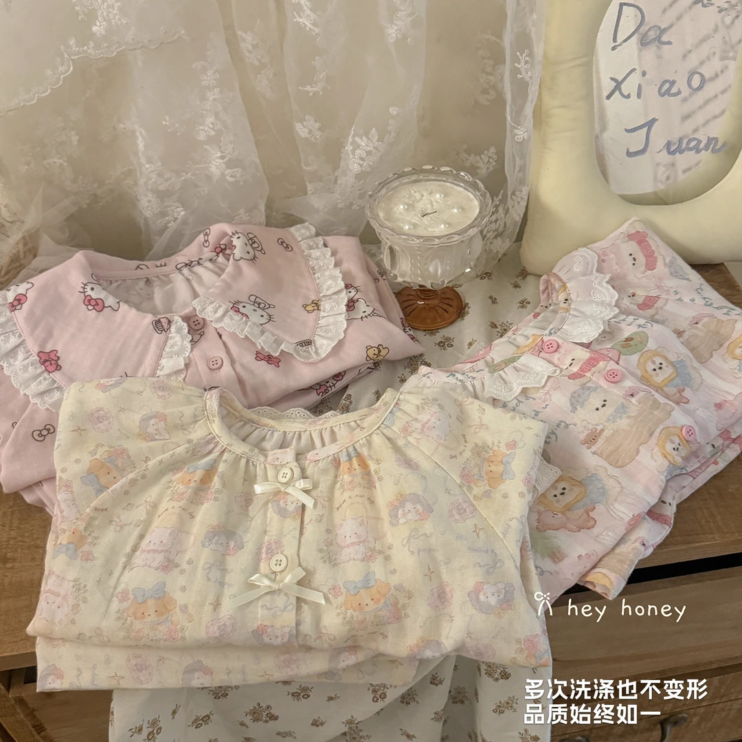 【嘿甜心】儿童春秋透气棉纱男童女童亲子家居服套装Z-24000