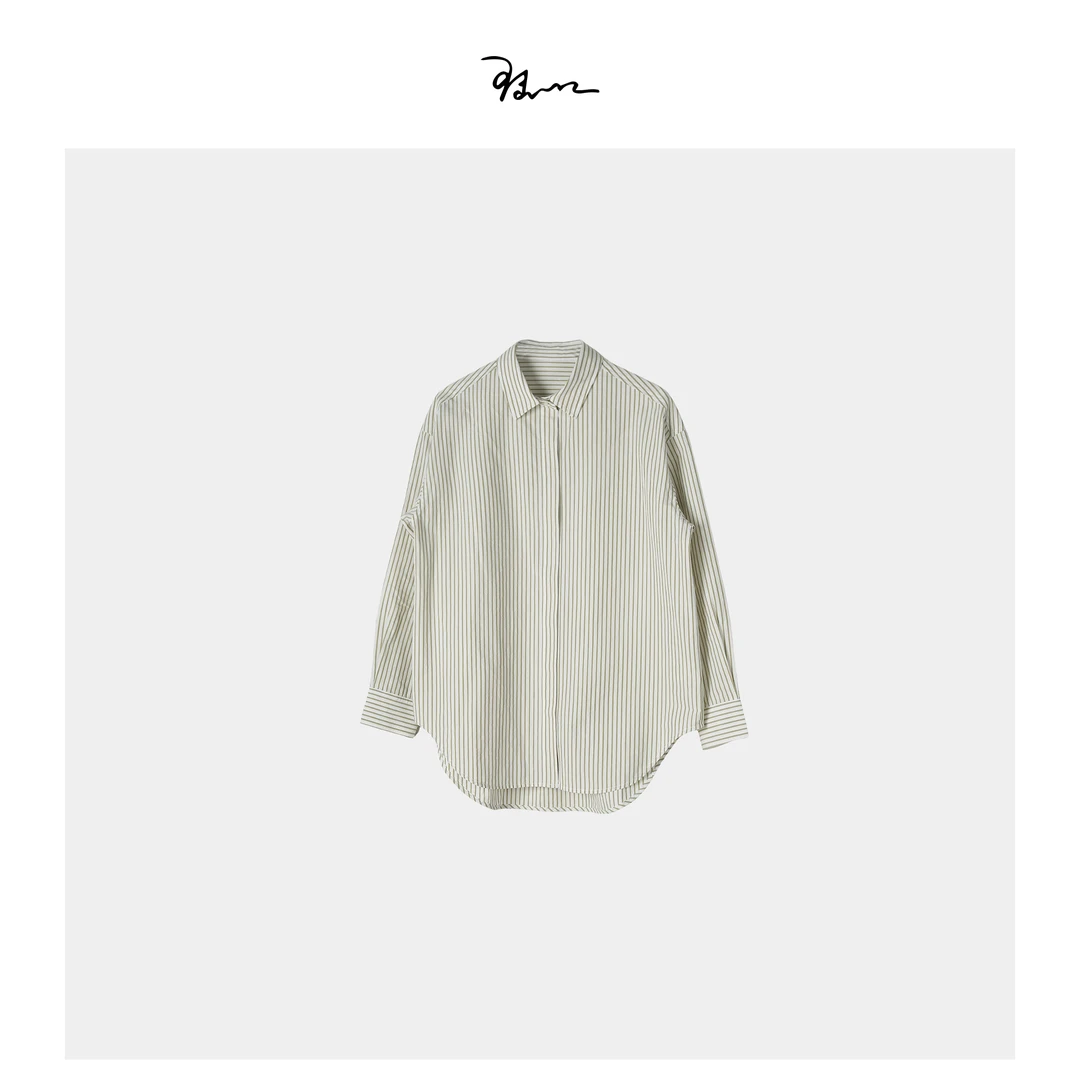 【文竹】陆一口女装定制匹马棉条纹衬衫