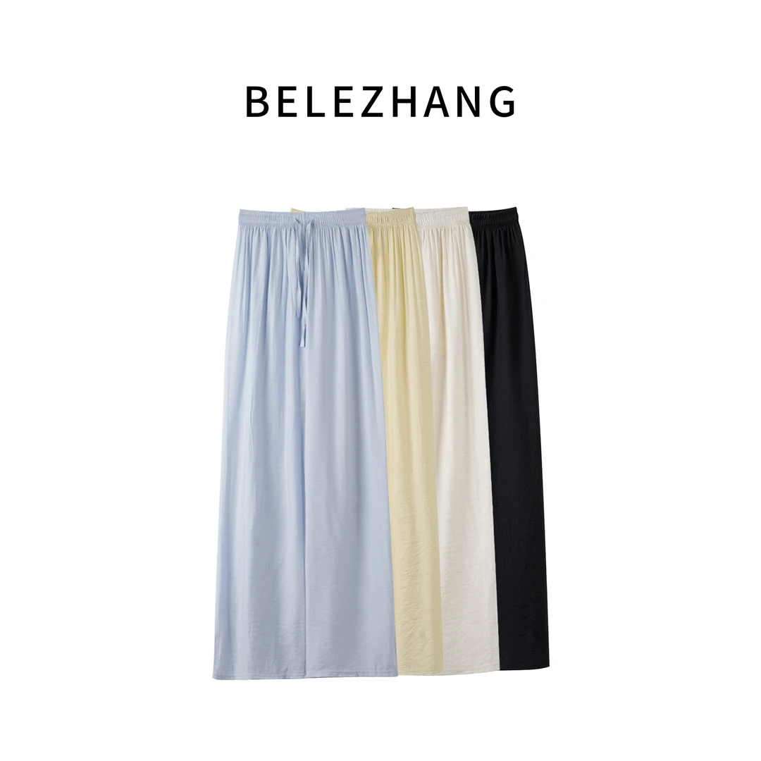 BELE ZHANG 【空气裤】夏季亚麻皱休闲舒适透气阔腿裤