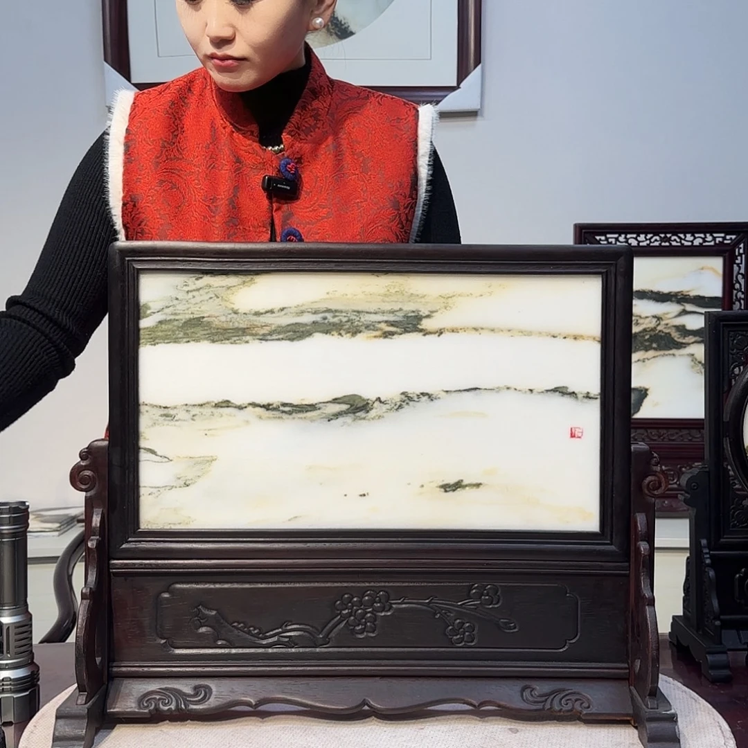 石材天然大理石画屏风50×40