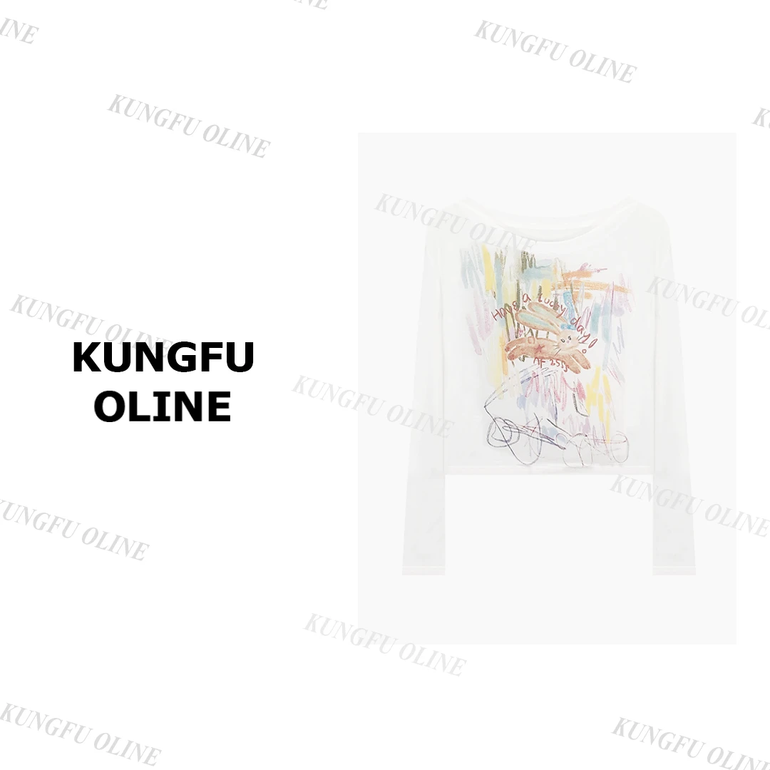 【现现】【发光兔防晒】CT3442玩偶印花设计师小众短款薄款上衣长袖