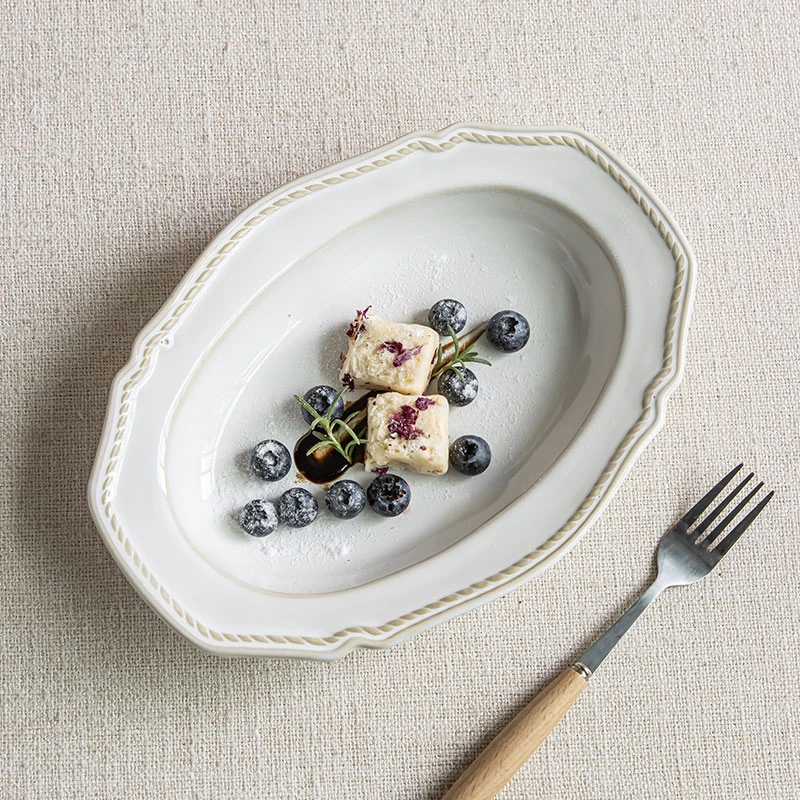 法式宫廷风陶瓷盘子家用深盘餐具菜碗蒸鱼盘西餐盘甜点盘沙拉盘