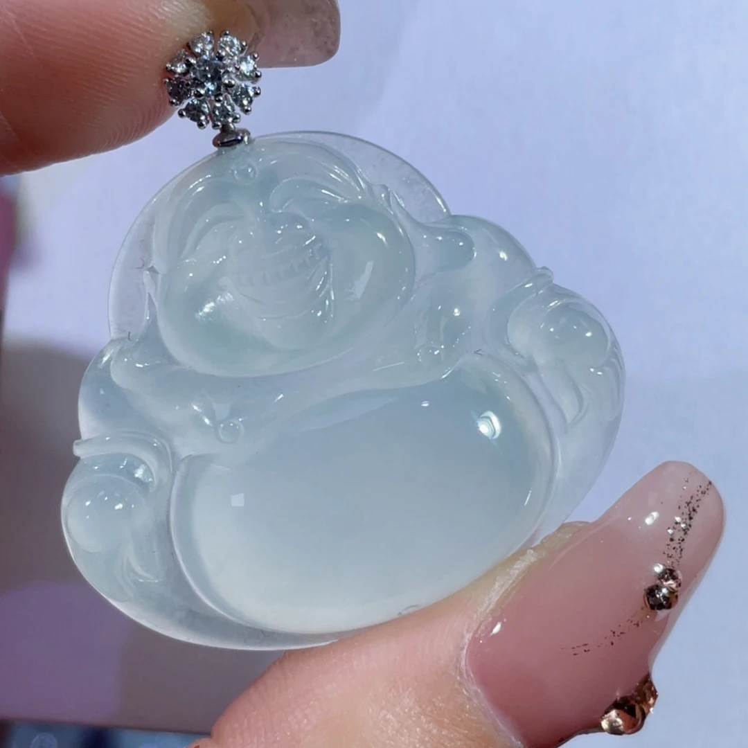 翡翠颈饰18K金镶嵌佛公