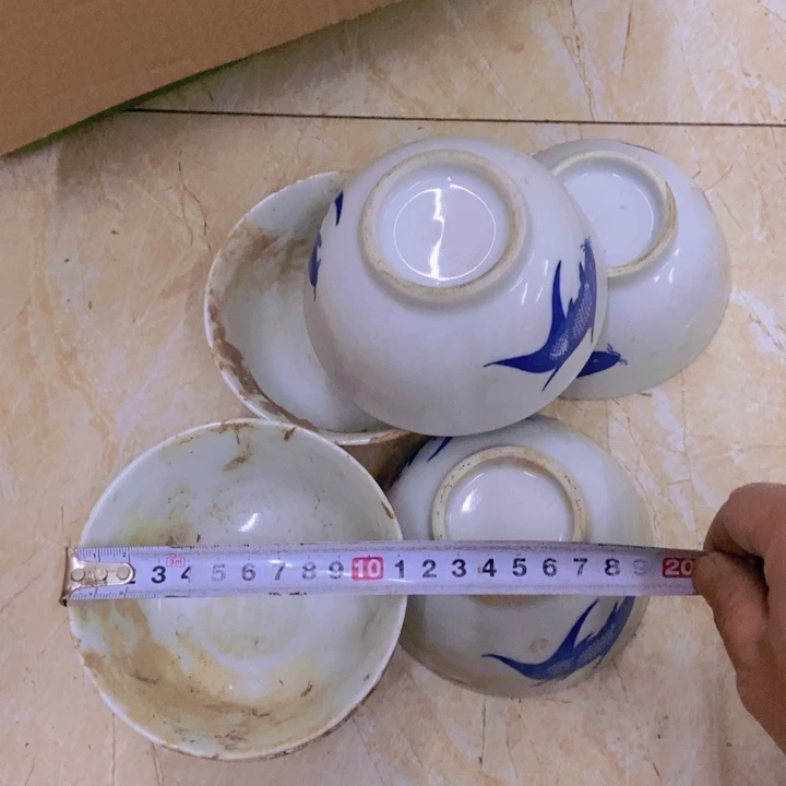 陶6个11厘米多青花鱼碗景德镇