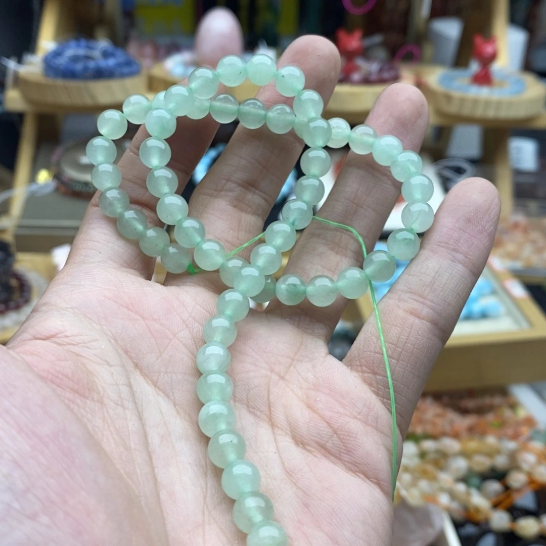 玛瑙/玉髓未镶嵌珠宝半成品一条6mm绿东岭玉A999