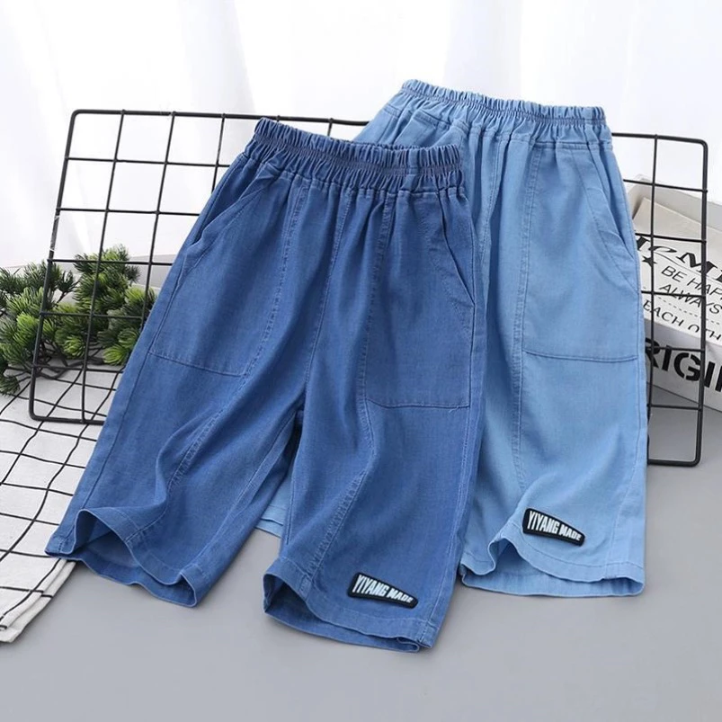 男童天丝短裤牛仔裤新款男童七分裤中大童休闲过膝夏季服装薄款