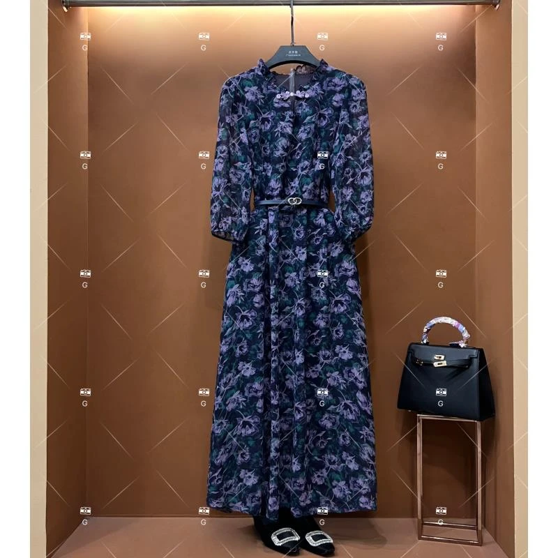 春夏丨设计师轻奢法式印花女士连衣裙 GS-56127