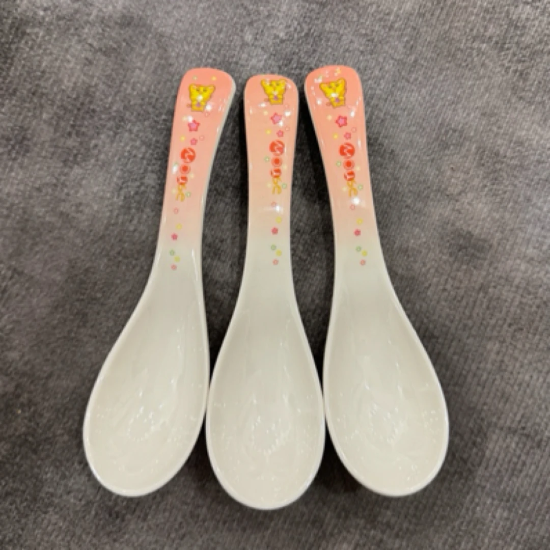 儿童勺密胺防摔餐具2周岁宝宝学吃饭勺自主进食喂饭辅食卡通汤勺