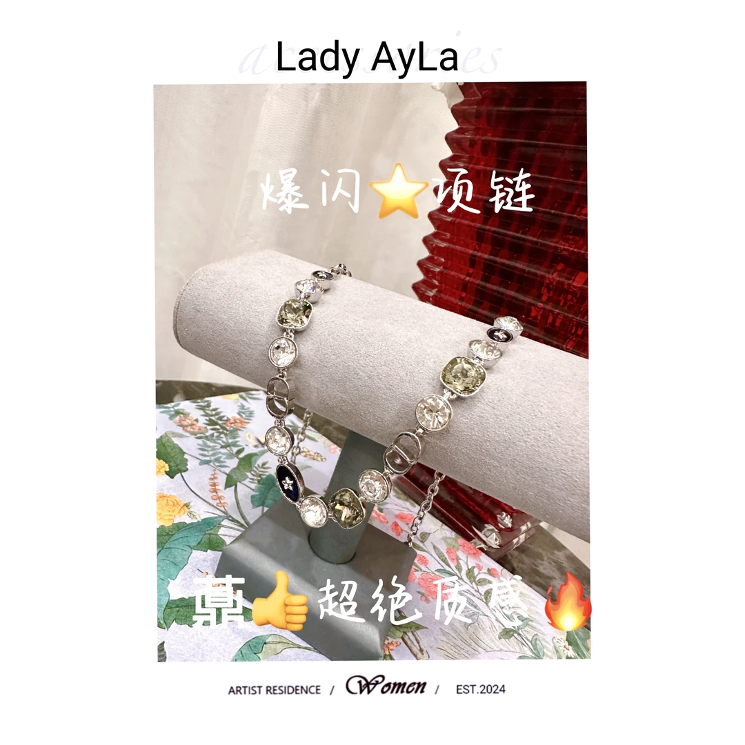 铜合金合成锆石项链 CD爆闪轻奢时尚项链AL1028