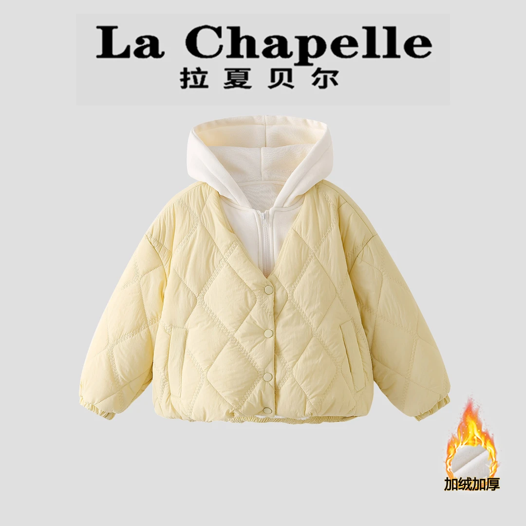 La Chapelle【拉夏贝尔】冬季时尚新款儿童假两件加绒外套LA2686