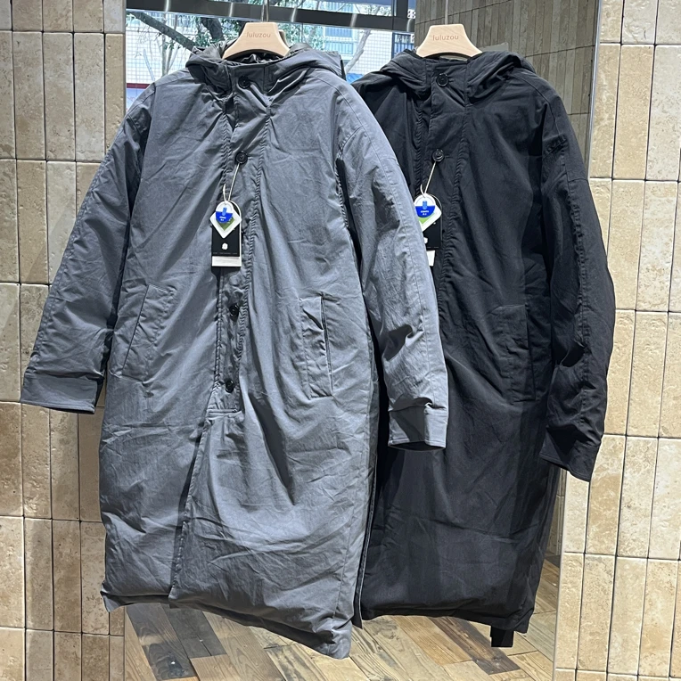 LULUZOU 连帽收腰中长款羽绒服(男装)08934