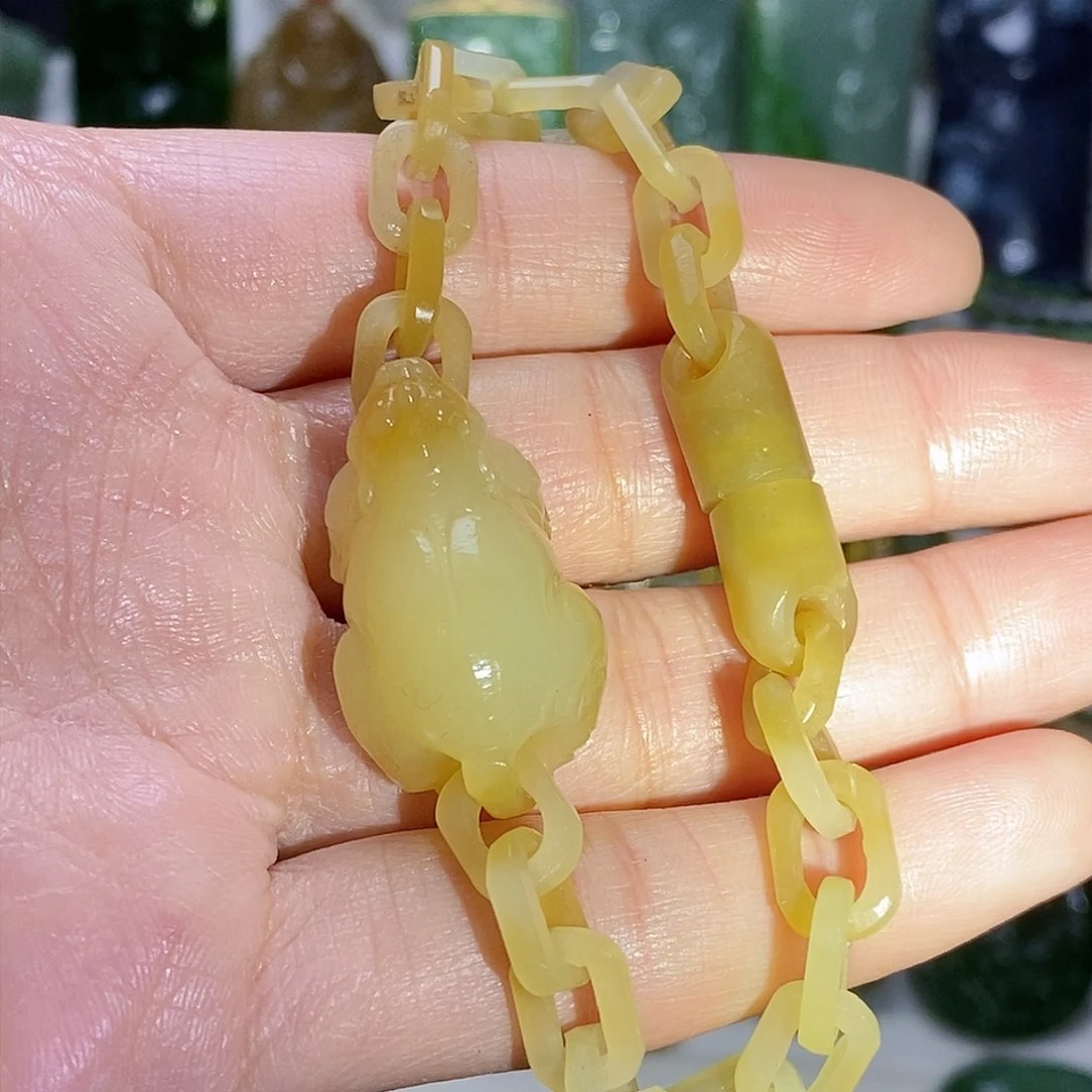 和田玉（糖玉）貔貅手串未镶嵌