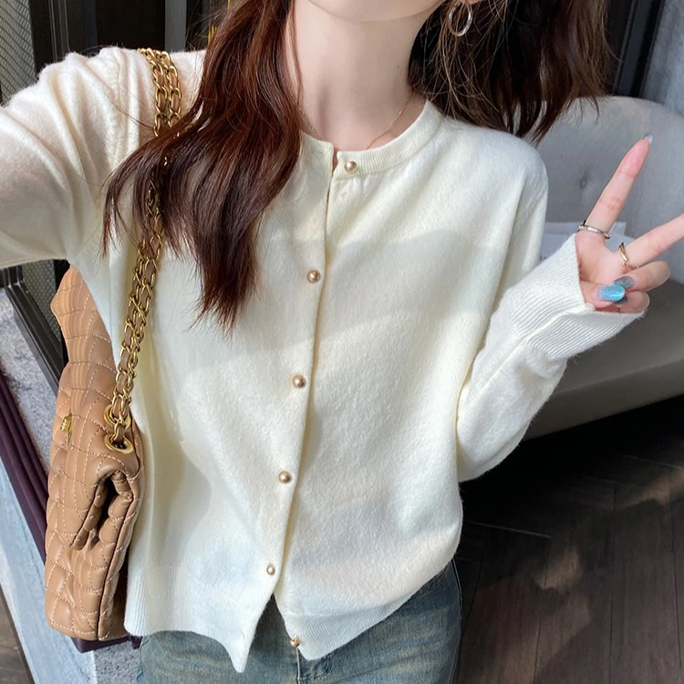 韩系针织开衫女春秋2025新款外搭高级感毛衣外套早秋薄款长袖上衣