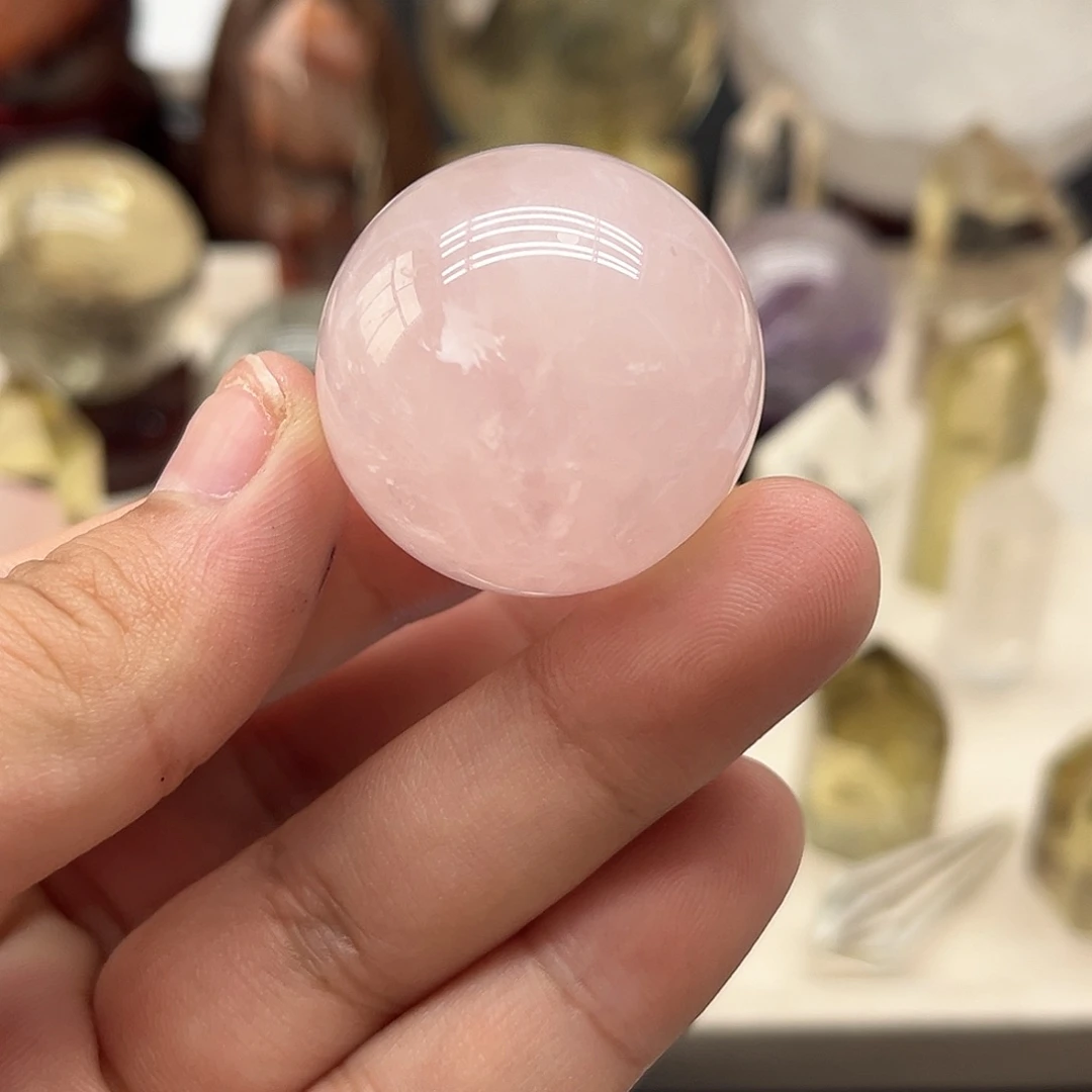 未镶嵌水晶珠宝半成品49 粉水晶球